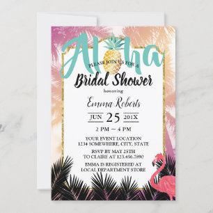 Invitación Palm Tree Tropical Pineapple Aloha Bridal Shower
