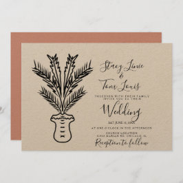 Invitación Palm Tree Tropical Pott Hand Drathy Earthy
