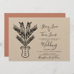 Invitación Palm Tree Tropical Pott Hand Drathy Earthy