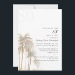 Invitación Palm Trees 80th Birthday Party Watercolor<br><div class="desc">Cute palmeras modernas plantilla de invitación para fiestas de 80 años, puede personalizar fácilmente pulsando el botón "Personalizar". Perfecto para otras invitaciones históricas que le gustaría celebrar con su familia, amigos y compañeros de trabajo. Redestinar completamente esta tarjeta a otros eventos especiales que surjan haciendo clic en el botón "Editar...</div>