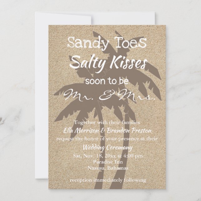 Invitación Palm Trees & Beach Sand Boda (Anverso)