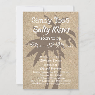 Invitación Palm Trees & Beach Sand Rehearsal Dinner