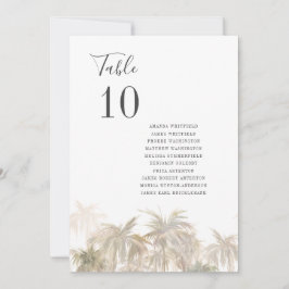 Invitación Palm Trees Beach Wedding Table Numbers