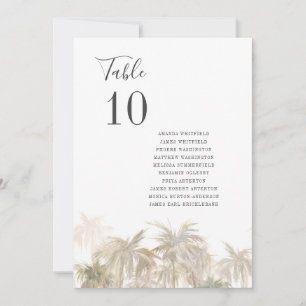 Invitación Palm Trees Beach Wedding Table Numbers