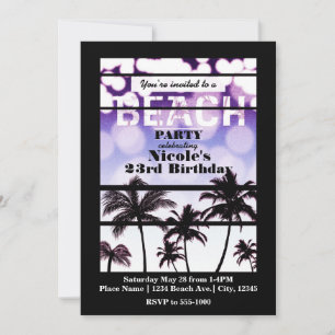 Invitación Palm Trees Fiesta Playa Glam Púrpura Tropical