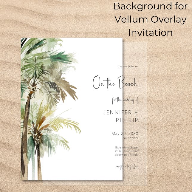 Invitación Palm Trees Modern Vellum Background Boda (Subido por el creador)