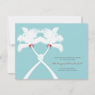 Invitación Palm Trees nublado Corazón Playa Boda Recepción