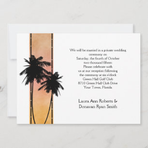 Invitación Palm Trees Peach Yellow Ombre Recepción Solo