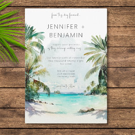 Invitación Palm Trees Tropical Escenario Playa Boda moderno
