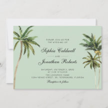 Palm Trees Tropical Romance Pastel Boda Verde