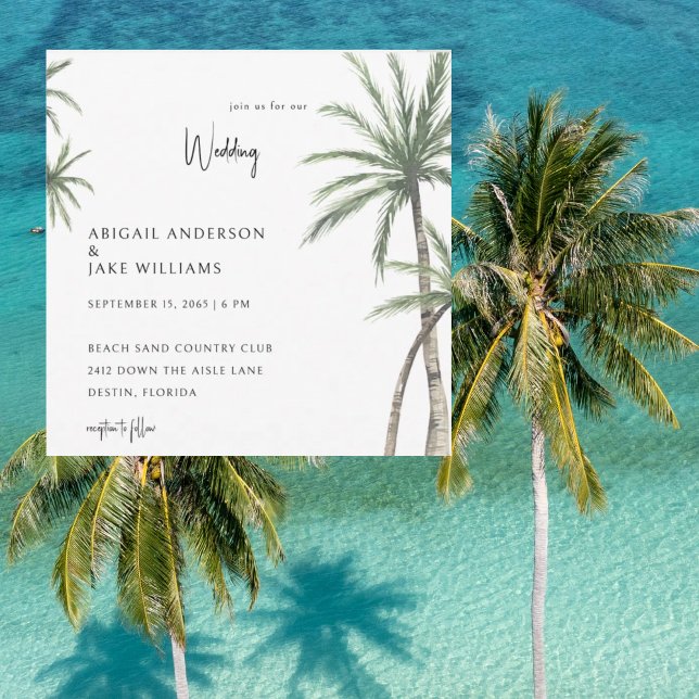Invitación Palm Trees Tropical Square Wedding (Subido por el creador)