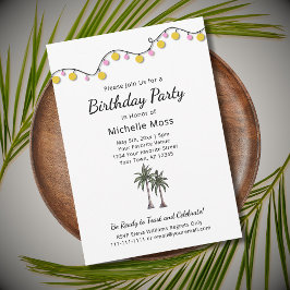 Invitación Palm Trees Tropical String Lights