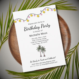Invitación Palm Trees Tropical String Lights