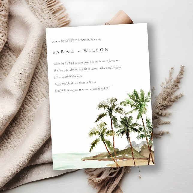 Invitación Palm Trees Tropicales Beach Sand Couples Shower (Subido por el creador)