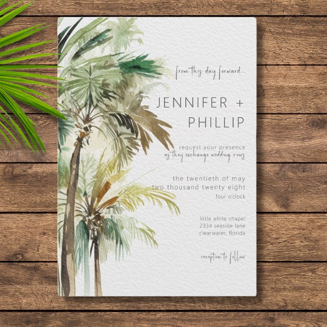 Invitación Palm Trees tropicales Boda moderno (Subido por el creador)