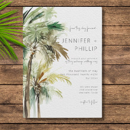 Invitación Palm Trees Tropicales Boda moderno de dos lados