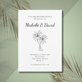 Invitación Palm Trees Tropicales Boda moderno simple