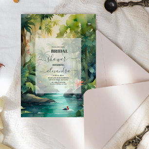 Invitación Palm Trees Tropicales Ducha Bridal