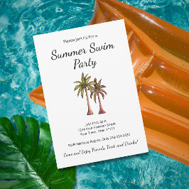 Invitación Palm Trees Tropicales Fiesta de piscina de verano