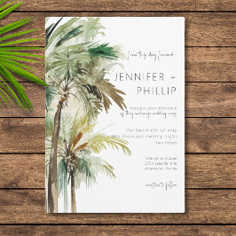 Invitación Palm Trees Tropicales Moderno Sin Boda de textura