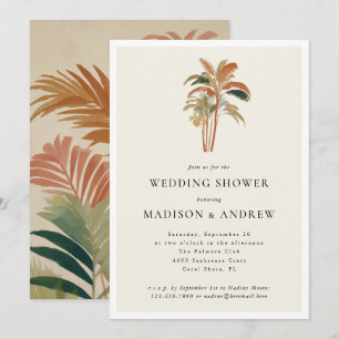 Invitación Palm Trees Tropicales Pastel Boho Wedding Ducha