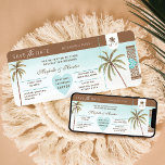 Invitación Palm Trees Tropicales Salvan La Fecha De La Tarjet<br><div class="desc">El pase de embarque tropical ahorra la fecha de la invitación al billete de avión. Las modernas tarjetas para disfrutar de la temática de la playa tropical, perfectas para anunciar su boda de temática de la playa de destino tropical. Cielo azul y fondo de degradado de arena con nuestras palmeras...</div>