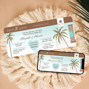 Invitación Palm Trees Tropicales Salvan La Fecha De La Tarjet