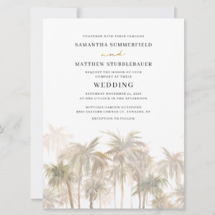 Invitación Palm Trees Watercolor Boda moderno