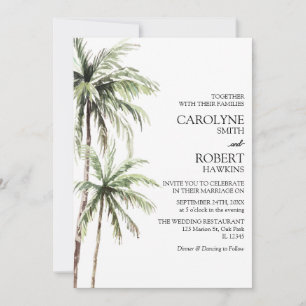 Invitación Palm Trees Watercolor Tropical Beach Wedding