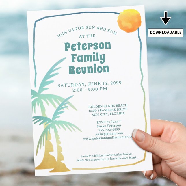 Invitación Palm Trepical de Playa de Reunión Familiar (Subido por el creador)