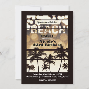 Invitación Palm Trepical Tropical Fiesta Golden Night Glam