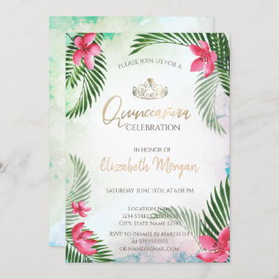 Invitación Palm Tropical Coctel Verano Quinceañera