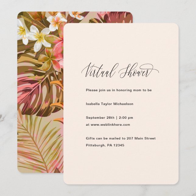 Invitación Palm tropical deja Baby Shower virtual (Anverso / Reverso)
