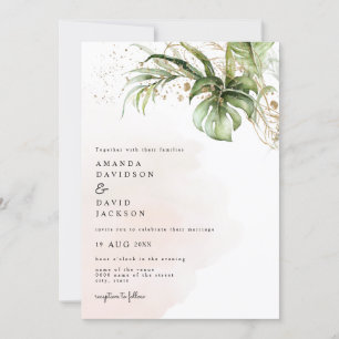 Invitación Palm Tropical deja Boda de oro de playa