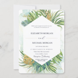 Invitación Palm tropical deja Boda de verano de oro