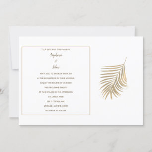 Invitación Palm tropical deja Boda del patrón de sepia dorada