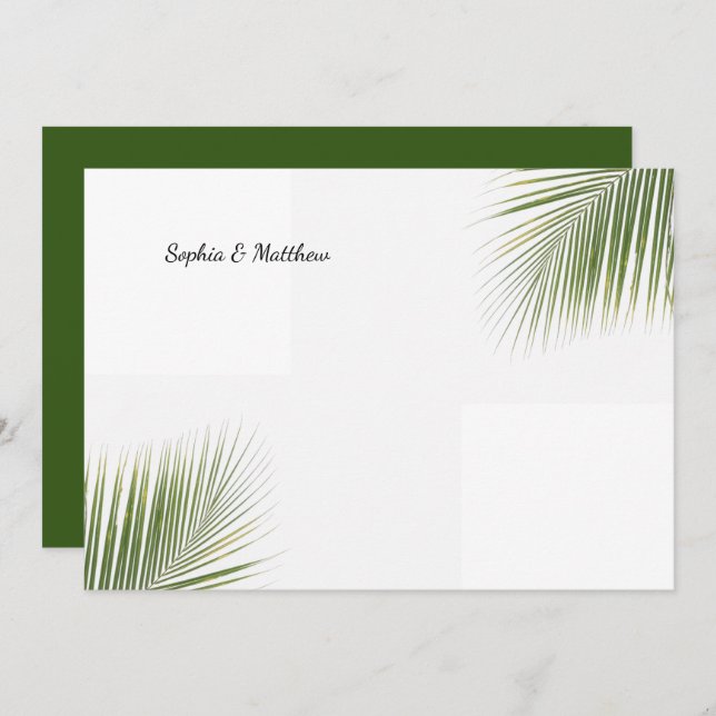 Invitación Palm tropical deja nombre personalizado verano (Anverso / Reverso)
