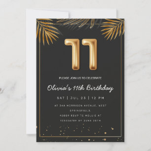 Invitación Palm Tropical Dorada deja 11 cumpleaños