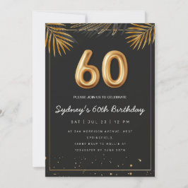 Invitación Palm Tropical Dorada deja 60 cumpleaños