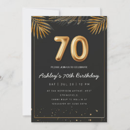 Invitación Palm Tropical Dorada deja 70 cumpleaños