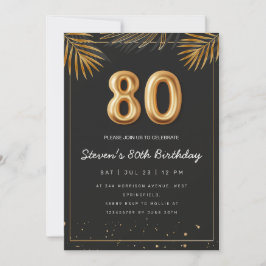 Invitación Palm Tropical Dorada deja el cumpleaños 80