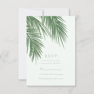 Invitación Palm Tropical Elegante Verde Blanco Hojas RSVP