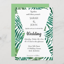 Invitación Palm tropical exótica deja Boda verde