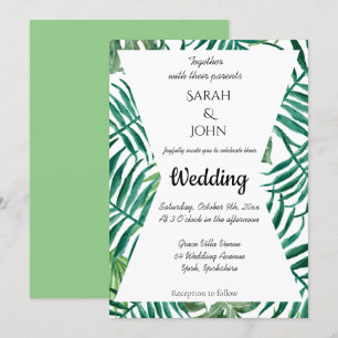 Invitación Palm tropical exótica deja Boda verde