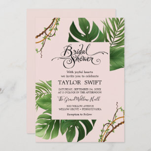 Invitación Palm Tropical Exótica Rubor Bridal Shower