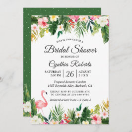Invitación Palm tropical Flamingo deja ducha de novia floral