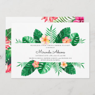 Invitación Palm tropical floral moderna deja ducha de novia