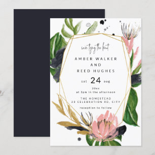 Invitación Palm Tropical Floral Watercolor Salto Boda