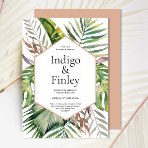 Invitación Palm tropical moderna deja Boda