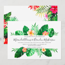 Invitación Palm tropical moderna deja Boda floral
